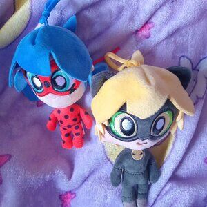 Miraculous Ladybug & Cat Noir Plush Keychains